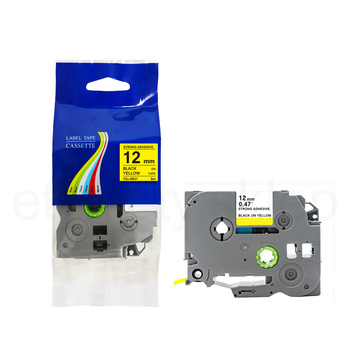 Taśma do Brother TZe-S631 12mm 8m żółta taśma czarny napis mocny klej strong