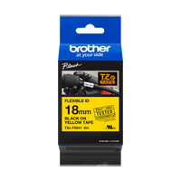Taśma Brother TZe-FX641 18mm 8m żółta taśma czarny napis flexi elastyczna oryginalna