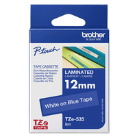 Taśma Brother TZe-535 12mm 8m niebieska taśma biały napis oryginalna