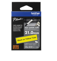 Rurka termokurczliwa Brother HSe-651E 21mm 1.5m ø4.2mm-13.5mm żółta rurka czarny nadruk oryginalna