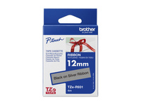 Taśma Brother TZe-R931 12mm 4m srebrna taśma czarny napis wstążka oryginalna