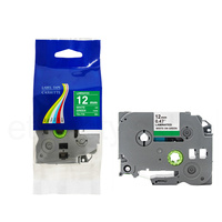 Taśma do Brother TZe-735 12mm 8m zielona taśma biały napis