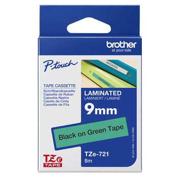 Taśma Brother TZe-721 9mm 8m zielona taśma czarny napis oryginalna