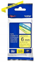 Taśma Brother TZe-611 6mm 8m żółta taśma czarny napis oryginalna