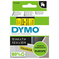 Taśma Dymo D1 45018 12mm 7m żółta taśma czarny napis S0720580